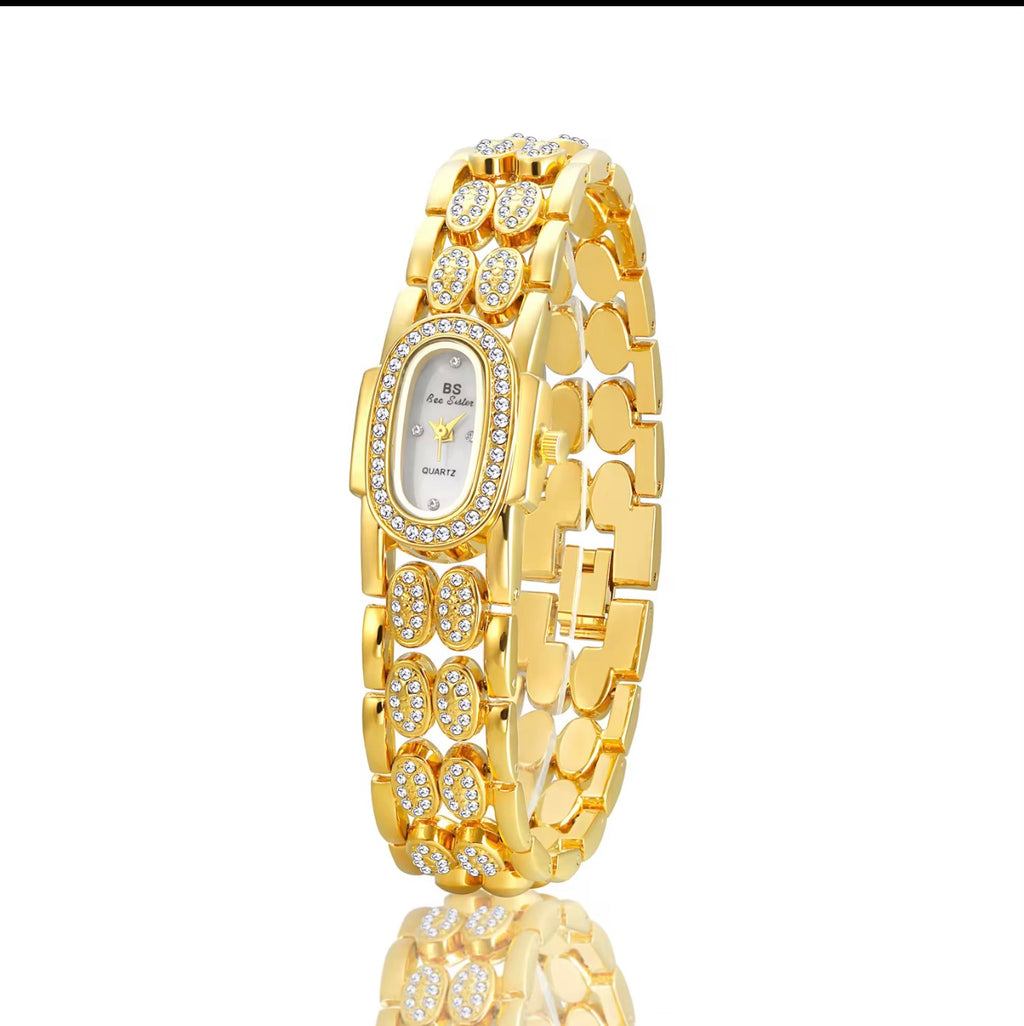 Orologio al Quarzo con Zirconi Placcato Oro 18K
| Golden Ondine