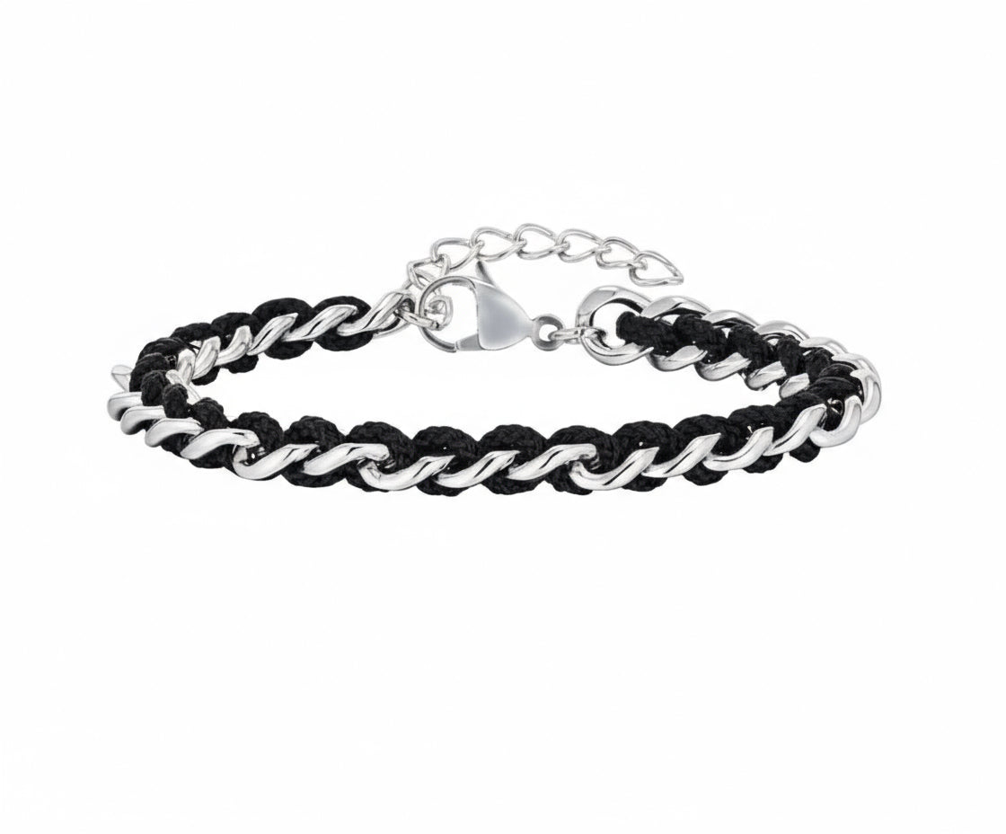 Bracciale Catena Cubana Intrecciato in Acciaio Inossidabile