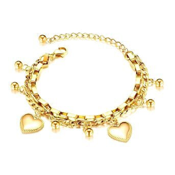 Bracciale Cuoricini in Acciaio Placcato Oro 18K