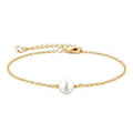 Bracciale con Perla in Acciaio Placcato Oro 18K