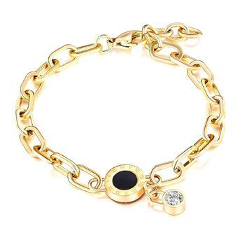 Bracciale con Zirconi in Acciaio Placcato Oro 18K