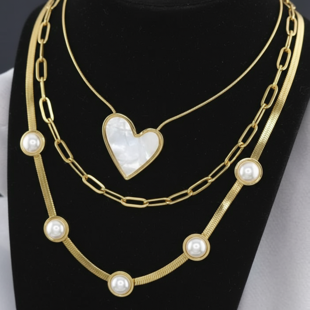 Collana Cuore in Acciaio Placcato Oro 18K