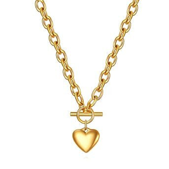 Collana Cuore in Acciaio Placcato Oro 18K