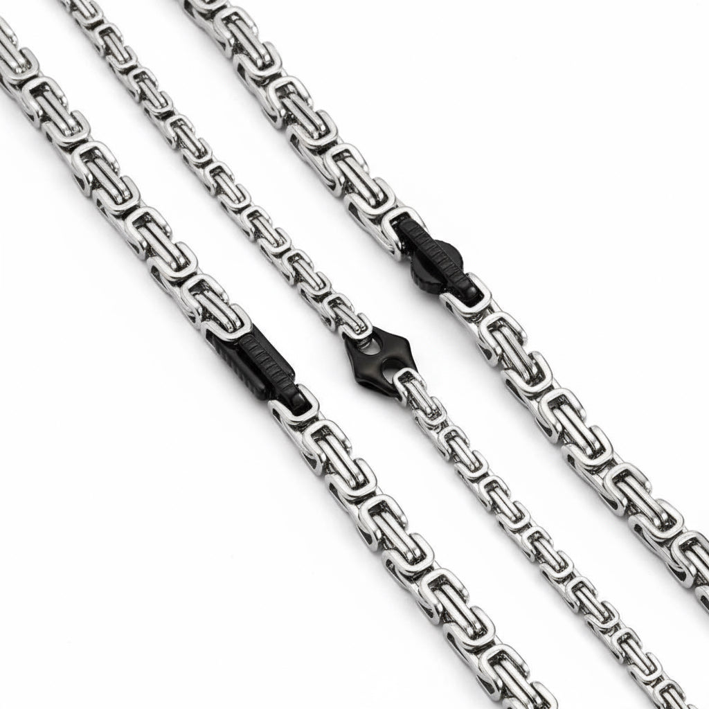 Bracciale a Catena Bizantina da Uomo in Acciaio Inossidabile