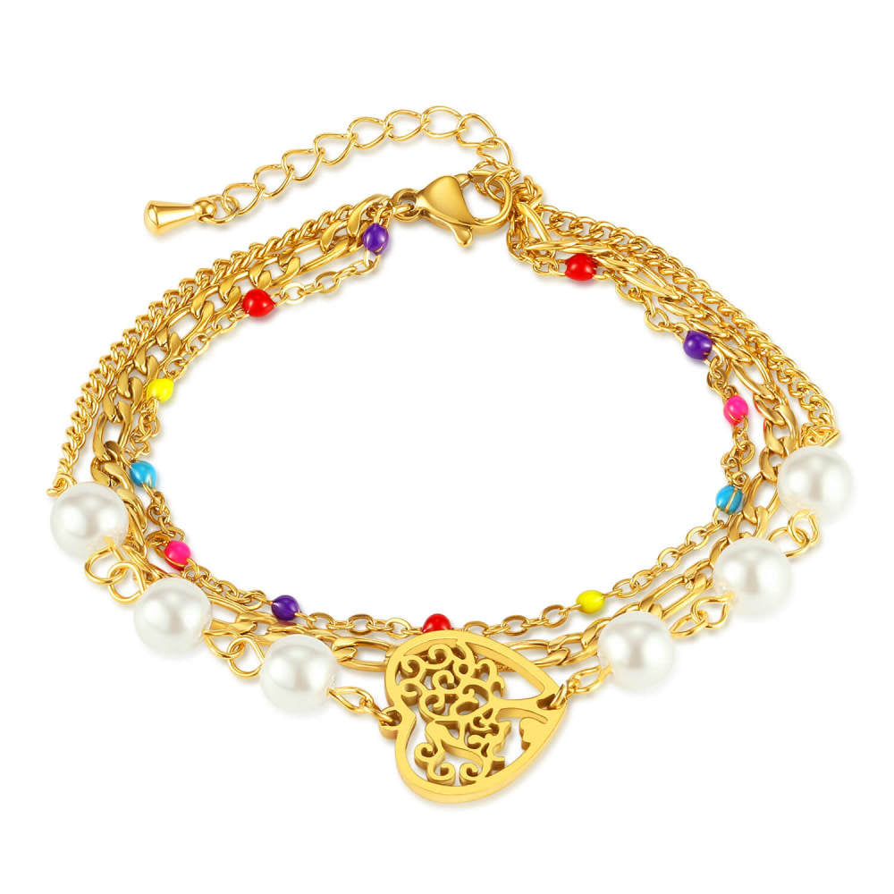 Bracciale Cuore Multistrato in Acciaio Inossidabile - Regalo Romantico Donna