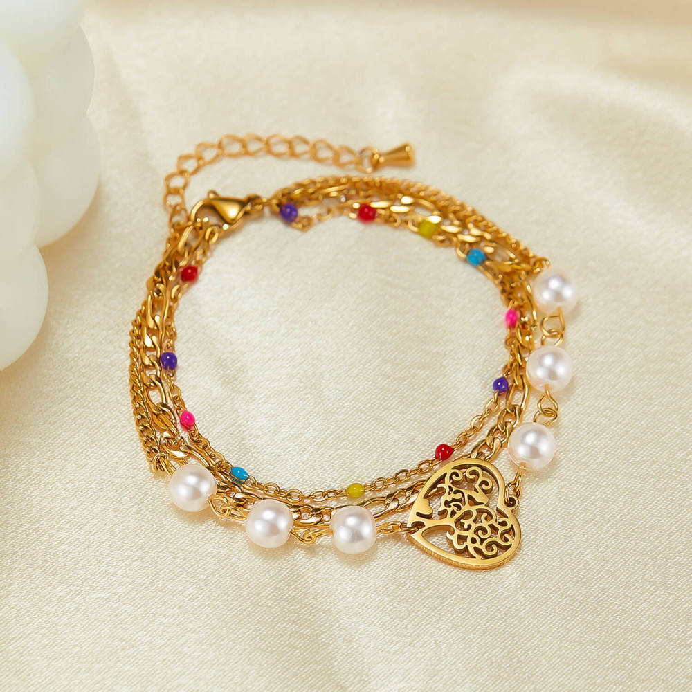 Bracciale Cuore Multistrato in Acciaio Inossidabile - Regalo Romantico Donna