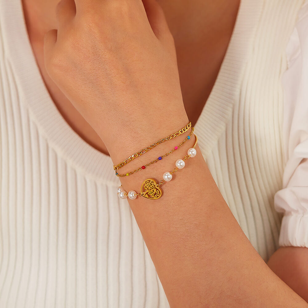 Bracciale Cuore Multistrato in Acciaio Inossidabile - Regalo Romantico Donna