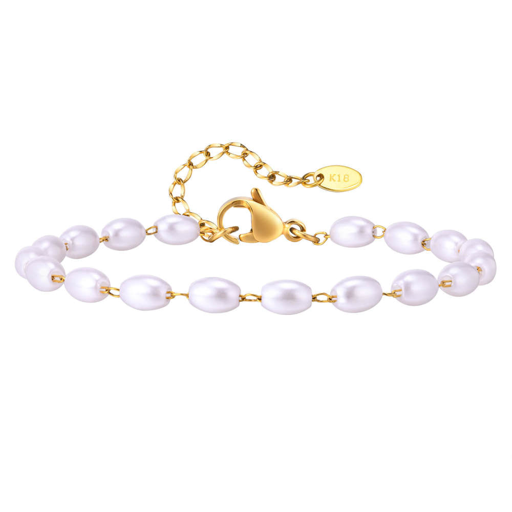 Bracciale di Perle in Acciaio Inossidabile - Elegante Classico Regalo Donna
