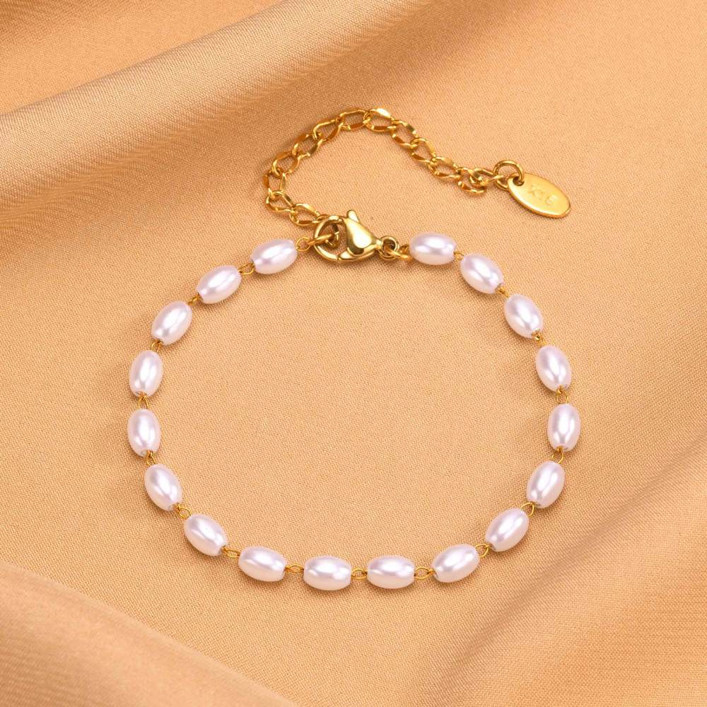 Bracciale di Perle in Acciaio Inossidabile - Elegante Classico Regalo Donna