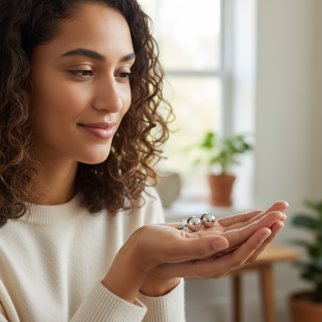 Orecchini a Sfera in Acciaio Inossidabile - Eleganti e Lucidi