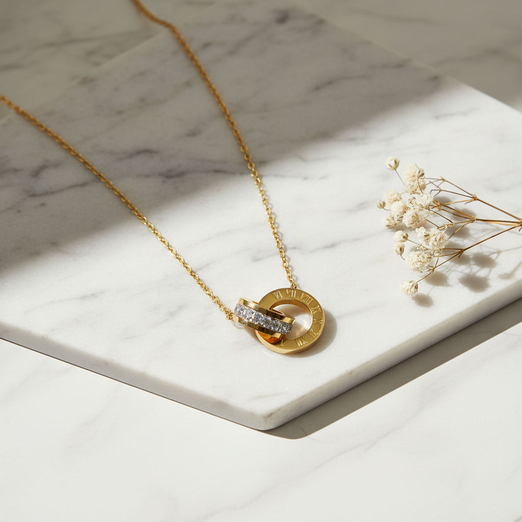 COLLIER, ACIER PLAQUÉ OR 18 CARATS