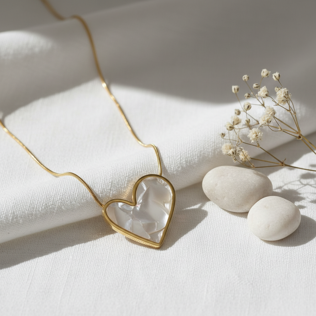 Collana Cuore in Acciaio Placcato Oro 18K