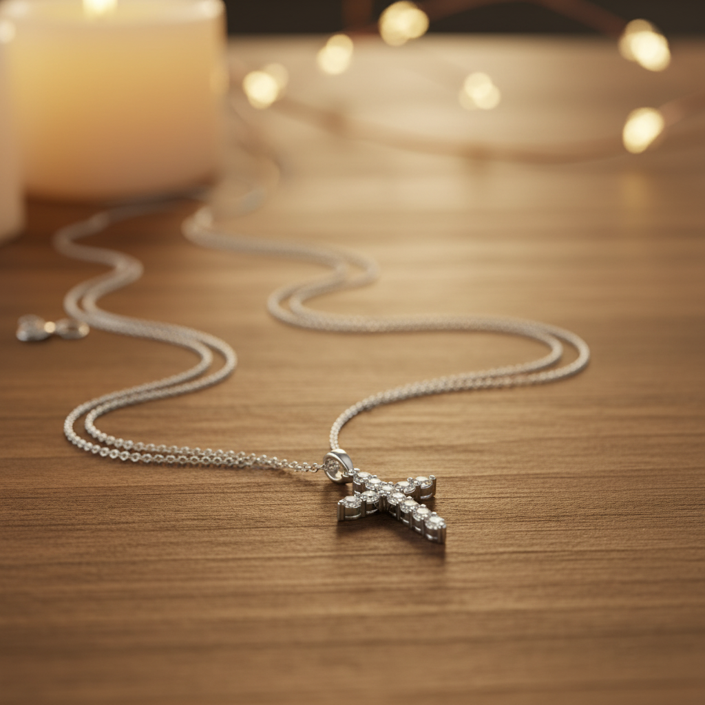 Collana Croce in Acciaio Placcato Oro 18K