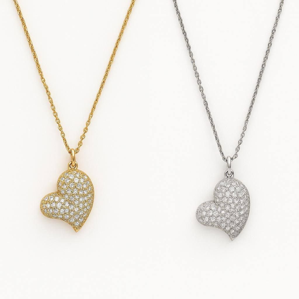 Collana Cuore con Zirconi in Acciaio Inossidabile - Elegante e Brillante