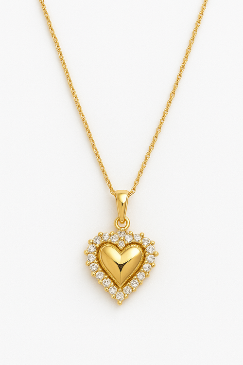 Collana Cuore Dorato con Zirconi in Acciaio Inossidabile - Elegante e Romantica